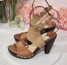 JIMMY Choo Leather Ankle Boho Strap Platform Sandals Size 9