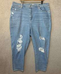 Signature Levis Strauss Jeans Women 20W Blue Denim Mom Jean Stretch Distressed