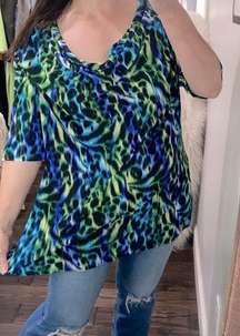 American City Wear abstract print top blouse size 3X