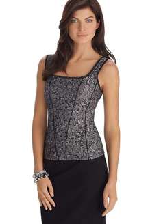 NWT White House Black Market Gray & Black Sleeveless Jacquard Corset Cami size M