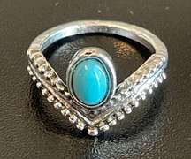 Turquoise stone princess crown ring size 5