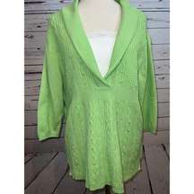 Quacker Factory Knit Sweater Plus size 1X Sequins Pullover Twofer Green Holiday