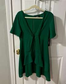 Green Mini Dress Front Tie