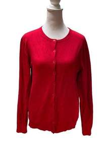 Red Long Sleeve Button Up Women's Cardigan Knit Sweater Size Large