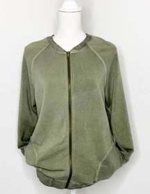 H by Bordeaux Soft Lightweight Bomber Jacket Zip Up Olive Green Size L