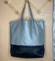 Halogen Gray & Black Leather Tote