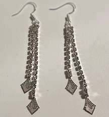 Rhinestone Double Row Dart Earrings