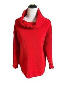 Moon & Madison Womens Sweater Cozy Collection Chenille Red Stretch size M