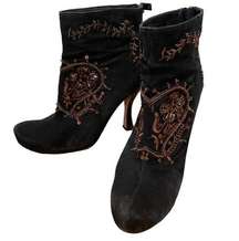 House of Harlow 1960 Suede Hope Beaded Boots Black Size 10