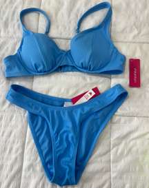 Blue Rib Bustier Bikini Set NWT