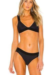 PilyQ Black Midnight Elastic Banded Bikini Swim Top (M) & Bottom (L)