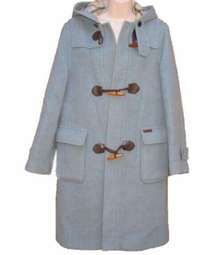 Blue Wool Hooded Toggle Coat L XL