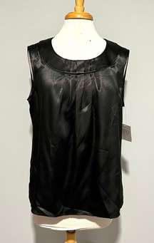 NWT  Black Sleeveless Silky Blouse Top Shirt