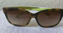 : Brown Tortoise Cortney (L023) Brown/Lime Green Sunglasses-marks on lenses