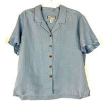 Jamaica Bay | Vintage Blue 100% Linen Casual Short Sleeve Button Shirt XL