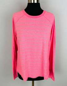 TEK Gear Dry Tek Pink Gray Stripes Women's Pink Long Sleeve Thumb Hole Top