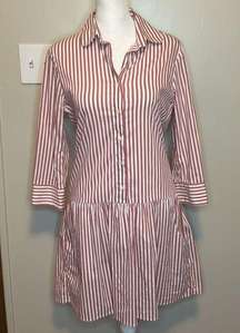 Tuckernuck Red/White Stripe Button Down Shirt Dress New Size Extra Small XS