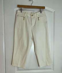 Lauren Jeans Co White High Rise Stretch Gold Zipper Sailor Capris Size 4P