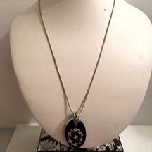 Vintage Victorian 925 Black onyx Pendant necklace