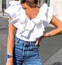 Ruffled White Bodysuit