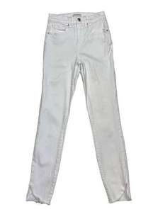 *Good American Good Legs Crop Jeans Size 2/26 White Stretch Casual Tulip Raw Hem