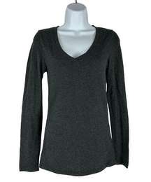 ANA Couture Women's Gray V-Neck Long Sleeved T-Shirt Size S