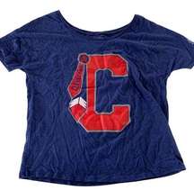 Cleveland Clothing Co Womens Small Blue Cleveland Indians Logo Short Sleeve Top