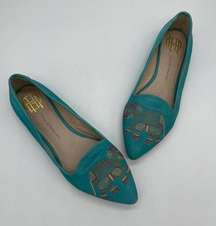 1960 Samy Elephant Smoking Flats - Turquoise - 38.5