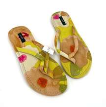J. Crew NWT Fabric Multicolor Printed Thong Flip Flop Sandals