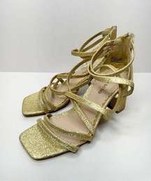 Zigi Soro Sandals Womens Size 6 Gold Open Toe Ankle Strap Dress Heels