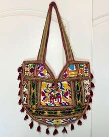 Vintage Banjara Bag Embroidered Beaded Handmade Tote Bag Large