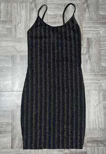 Black Metallic Rainbow Stripe Bodycon Dress Size Small