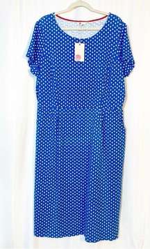 Boden Phoebe Jersey Midi Dress Blue Ditsy Floral Daisy Preppy  Spring Summer