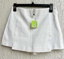 High Rise Flat Front Cotton Blend Skort Skirt White Women's Size Small