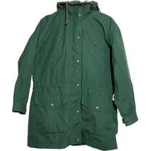 Eddie Bauer Parka Jacket WoolButton Drawstring Hood Plaid Lined Green S