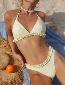 Ruffle Trim Yellow Bikini