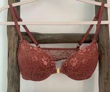 Pink Lace Extreme Push Up Bra Front Closure / 34B