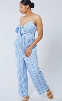 Ingrid & Isabel The Know Small Cabana Blue and White Stripe Jumpsuit