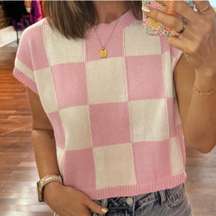 Checkered Knit Top