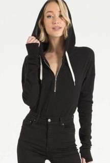 n:PHILANTHROPY Maurita Hooded Bodysuit In Black Cat Small