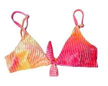 NWT Dippin Daisy's Revibe Velour Ribbed Tie Dye Bikini Top Pink Orange Yellow S