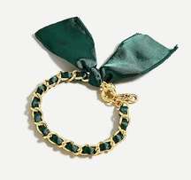 J Crew Fabric chain bracelet nwt dark clover green nwt