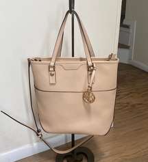 Cream Saffiano Leather Crossbody Bag