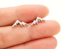 3/$30 Stainless steel mountain range metal stud earrings small hiker nature New