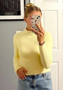 Zara Yellow Fuzzy Turtleneck Sweater