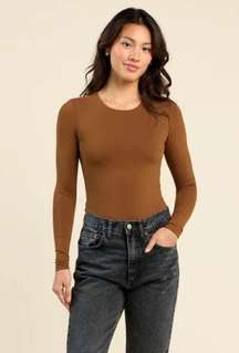 Nuuds Chocolate Brown Long Sleeve Bodysuit One Piece Womens Size M