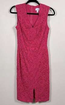 Bisou Bisou Michele Bohbot Pink Lace Overlay Eyelet Lined Sleeveless Dress 4