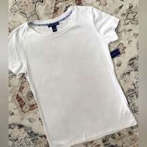 tee White cotton cap sleeve comfort t-shirt basic boatneck Med NWT