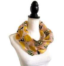 Lemon Tree & Daisy Print Yellow Green Pink & White Style Scarf OSFM