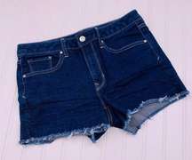 Gap 1969 Women's Slim‎ Cut Off Maddie Short Size 26R Mid Rise Raw Hem Dark Wash